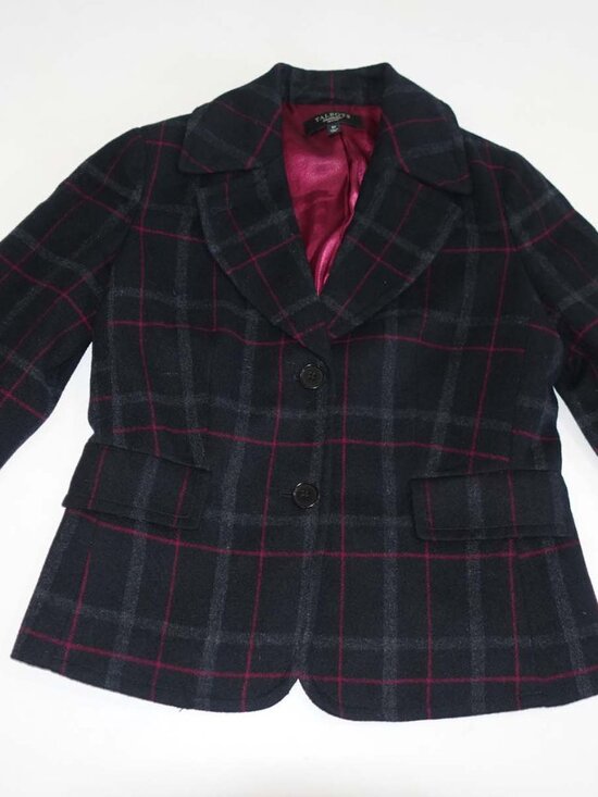 Talbots Jackets & Blazers - Talbots Women's 2 Button Blazer Jacket Size 6 Petite Black Gray Purple Wool 6P
